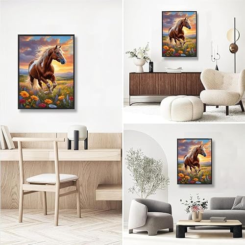Horse Paint by Numbers for Adults with Framed Canvas - with Wooden Easel