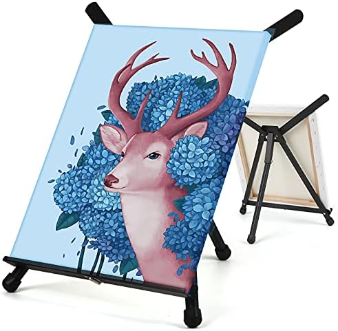 Falling in Art 1 Pack 15" to 21" Tabletop Easel for Painting & Display | Black Aluminum Tripod with Rubber Feet, Holds Canvas, Paintings, Books, Photos, Signs