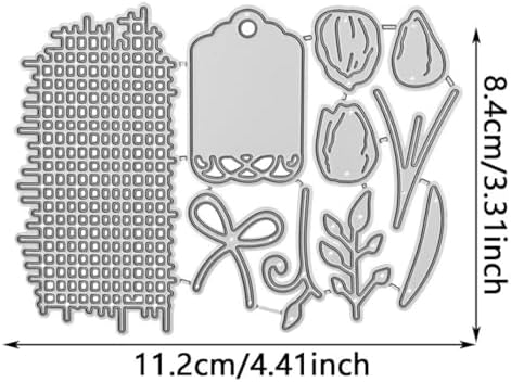 Scrapbooking Die-Cuts, Layer Frame Net Set Metal Cutting Dies for Card Making, Paper Craft Template, Background Embossing Stencils, DIY Album Décor (Tulip Grids Net-11.2x9cm)