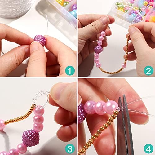 0.8mm Elastic String, YGDZ 3 Rolls Bracelets String Clear Elastic Stretch Cord Jewelry Bead Bracelet String for Seed Beads, Bracelets and Jewelry Making (100m/Roll)