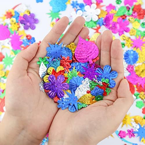 Mixed Sequins and Spangles Craft Supplies, Creative Color Beads Sequins Greeting Card Decoration Gold Foil Iron Slices for Wedding Christmas Clothes Jewelry (Flowers and Leaves)