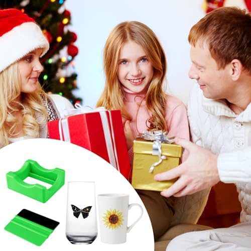 Silicone Cup Cradle for Tumblers,Tumbler Holder for Crafts with Built-in Slot and Felt Edge Squeegee,Small Cup Cradle Use to Apply Vinyl Decals,Anti-Skidding Tumbler Stand Cup Holder(Green)