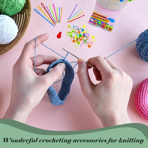 DeliaVo 62 Pcs Yarn Needles Set, Crochet Kit for Knitting Sewing Weaving