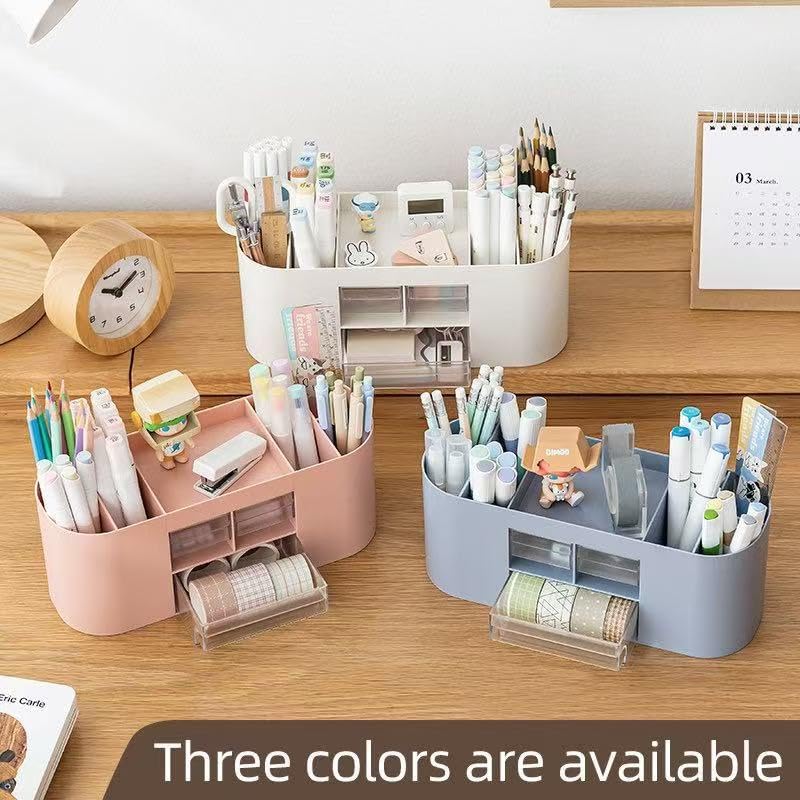 Makeup Organizer with Drawers, Vanity Storage Box, Pink