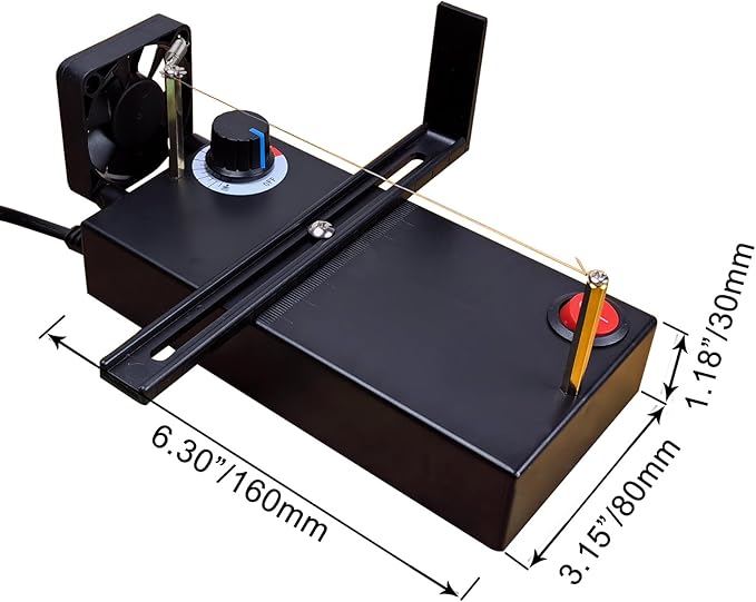 DRQG50-B Heat Cutting Ribbon Cutter, Electric Rope Cutter Thermal Supplies Portable with Screwdriver for Ribbon Braid Nylon Band Ropes Versatile Rope Ribbon Thermal Cutter with Fan
