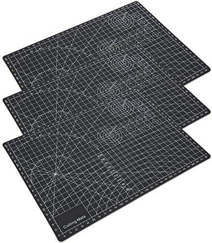 Zerodis 3 Pcs Cutting Mat A4 Black Self Healing Mat Non Reflective Non Slip for Writing Painting Carving Engraving Craft Paper Cutting