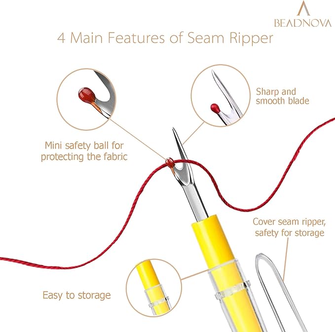 BEADNOVA Stitch Remover 20pcs Stitch Ripper Small Thread Cutter Thread Eraser for Embroidery Crafting Sewing (4 Colors)