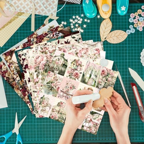 Scrapbook Paper, 24 Sheets 6"×6" 160gsm Single-Sided Patterned Cardstock