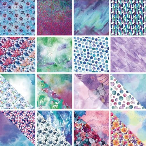 48 Sheets 12x12 Double Sided Patterned Cardstock — Watercolor Flora Scrapbook Paper Pack with Pearl Effect, Textured 200GSM Decorative Paper for Card Making Journaling Scrapbooking