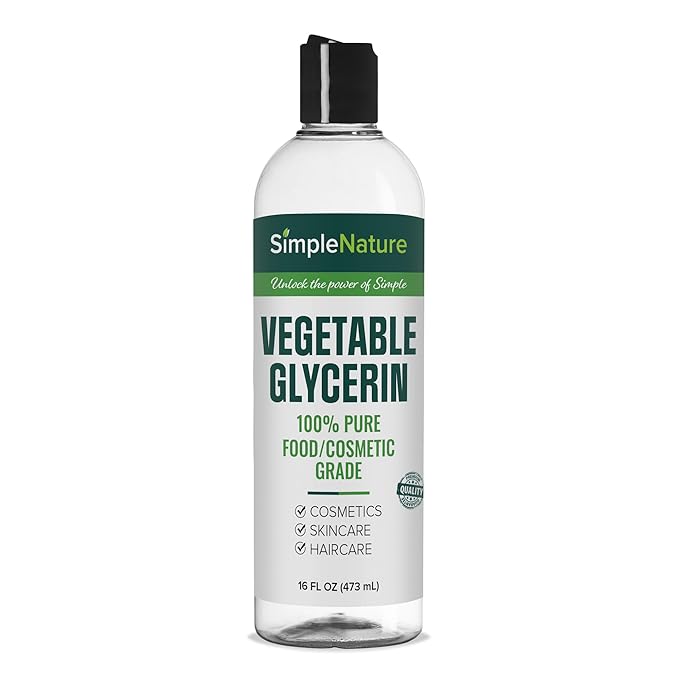 SimpleNature 100% Pure Vegetable Glycerin - 16 fl oz - NOT from palm - Natural Food Grade Skincare, Haircare, DIY Crafts - Softening & Moisturizing Multipurpose Humectant
