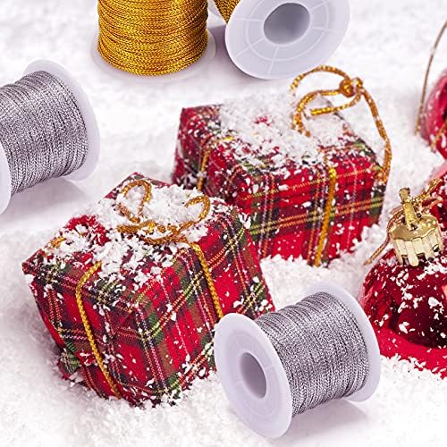 Shappy 440yards x 1mm Metallic Cord Tinsel Rope, Metallic Gold Silver