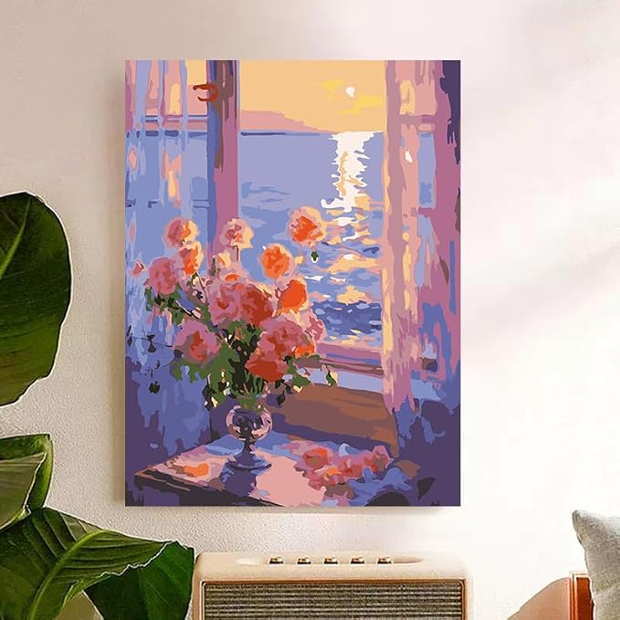 ZRIZQ Paint by Numbers Kit for Adults Beginner,Flowers Landscapes,16x20