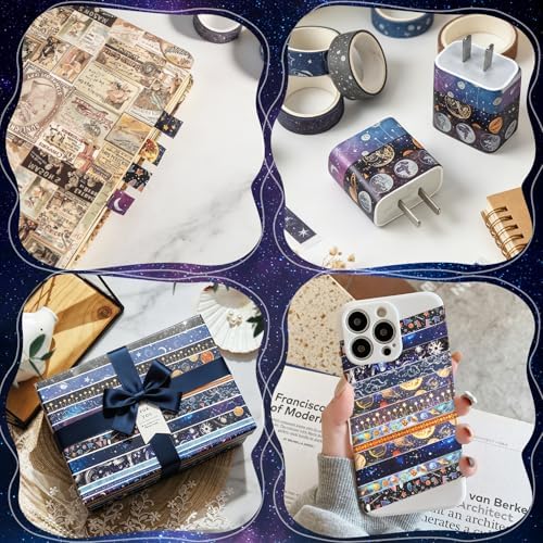 Starry Sky Washi Tape, 19 Rolls Aesthetic Decorative Foil Masking Tape Set with Gift Box, Decorative Tape for Bullet Journal, DIY Craft, Scrapbook Supplies