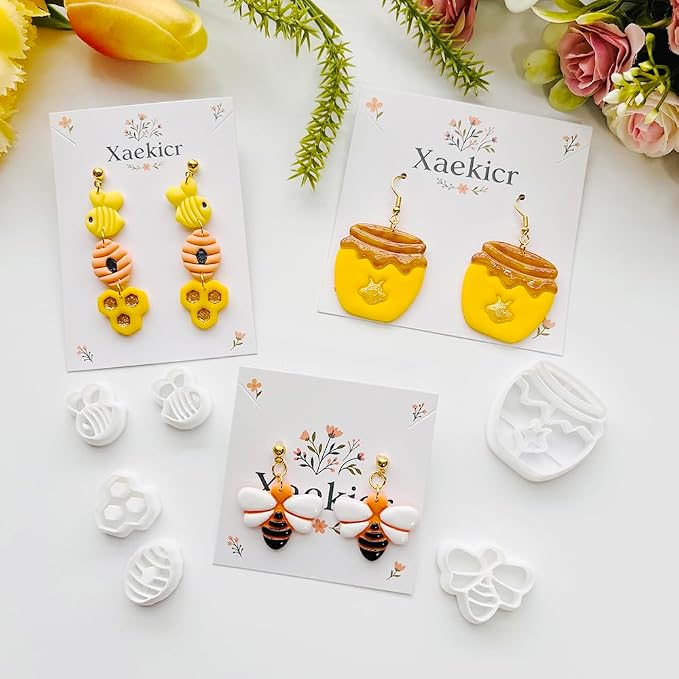 Bee Theme Polymer Clay Cutters Set – Molds, Clay Cutters for Polymer Clay, Clay Earring Tools