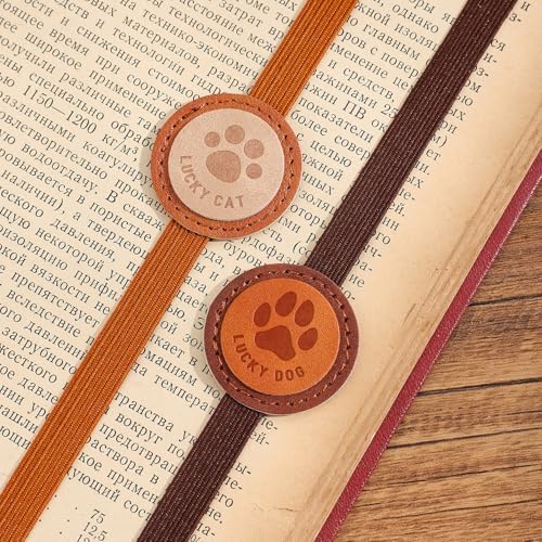 2PCS Vintage Elastic Leather Bookmark for Women, Elastic Bands Leather Book Marks, PU Bookmarks Planner Accessories, for Book Lover, Reader, Hardcover Journals, Notebooks, Planners, Binders