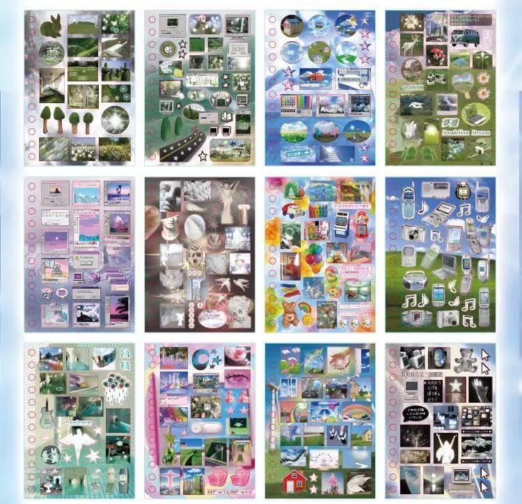 Dreamcore Sticker Book for Journaling & Scrapbooking, 30 Sheets Y2K Kawaii Japanese-Inspired Paper Stickers for Junk Journal Supplies, Planner Decor,