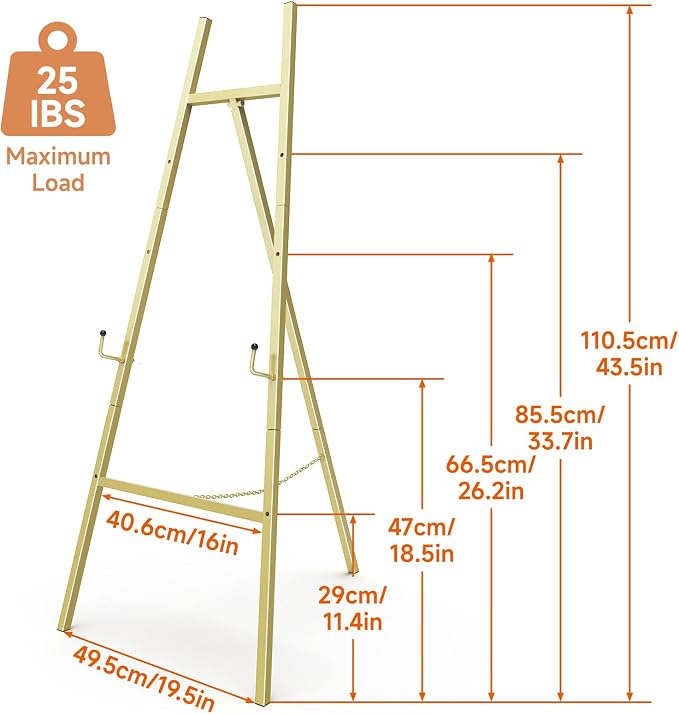 Gold Easel Stand for Sign, Heavy Duty Display Easel for Wedding & Poster