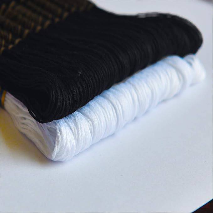 Premium Embroidery Floss - Cross Stitch Threads - Friendship Bracelets Floss - Crafts Floss-Black and White - Hand Embroidery Thread 24 Skeins Per Pack