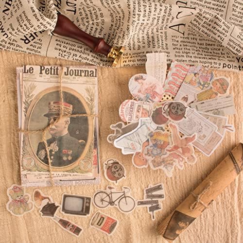 200Pcs Vintage Scrapbook Stickers, Aesthetic Junk Journal Stamping Supplies Kit, Scrapbooking Ephemera Washi Paper for Bullet Journaling Planners Diary Collage (Nostalgic)