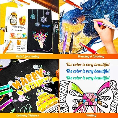 Soucolor 120 Glitter Gel Pens,60 Refills,Gel Pens for Coloring,Journaling