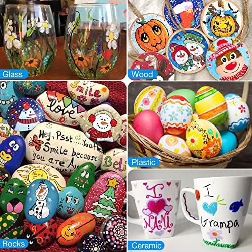 JR.WHITE Acrylic Paint Pens Paint Markers Set of 24: Extra Fine Point Acrylic Markers For Rock Painting Wood Glass Fabric Ceramic For Adults Kids Art Craft