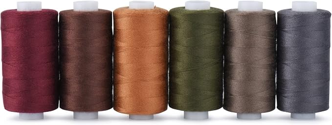 Simthread All Purpose Thread Polyester 6 Dark Colors, 400 Yards Each for Hand Sewing, and Thread for Quilting Piecing Sewing Machines