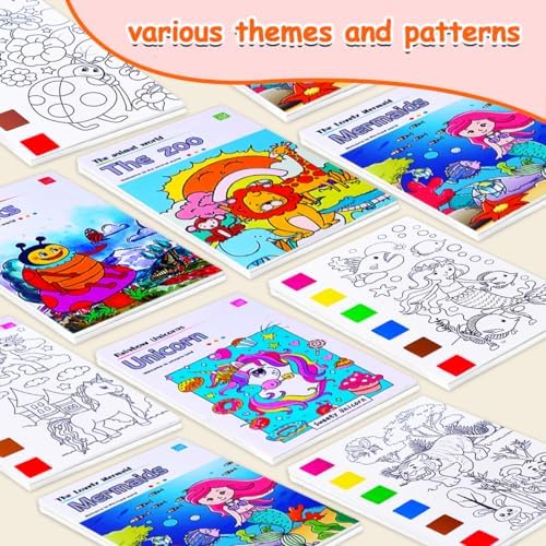 JUNQIU 4Pack Paint with Water Books for Kids, Watercolor Painting Coloring Books for Toddlers, Magic Paint Set for Kids, Art Craft Kits Easter Basket Stuffers For Girls Boys