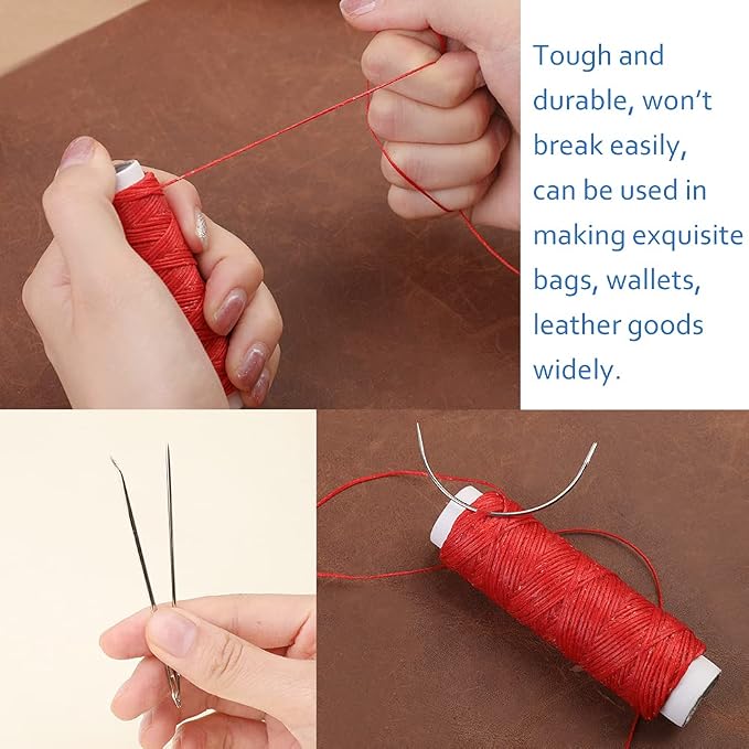 Waxed Thread, Upholstery Needle and Thread 32 Yards Red