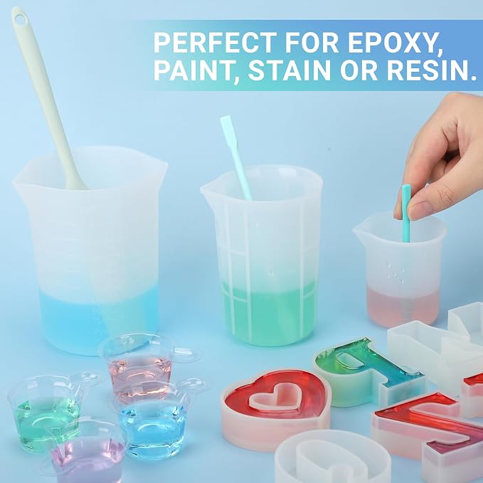 Gartful Colored Silicone Stir Sticks, Epoxy Resin Mixing Sticks Reusable Stirring Rods for Art Supplies, DIY Crafts Resin, Paint Mixing, Craft Supplies, Tumbler Making, Face Mask Spatula,Turquoise