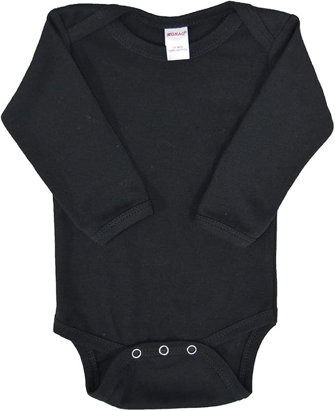 Monag Long Sleeve Baby Bodysuit, Long Sleeve Blank Solid Color Baby One-Piece, 100% Cotton Infant Bodysuit, Creeper
