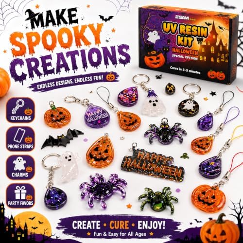 ESAM Group Halloween UV Resin Jewelry Kit for Kids, Teens & Beginners