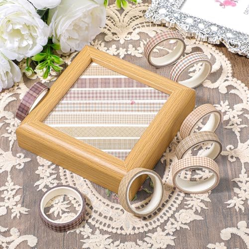 8 Rolls 10 mm Arts Adhesive Tapes, Gingham Washi Tape Charming Vintage Washi Tape Set Thin Retro Decorative Masking Tapes for Journals Scrapbooking DIY Crafts Planners Gift (Lattice)