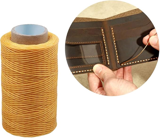 284Yards Waxed Thread for Leather, 0.8mm Waxed Linen Thread, Wax String | Waxed Thread for Bookbinding, Upholstery Thread Heavy Duty, Wax String for Leather Craft DIY/Bookbinding/Shoe Repairing