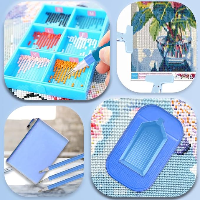 NLXCXUCY 158pcs Diamond Art Accessories Kit All-Inclusive Diamond Painting Tool Set with A4 Diamond Painting Light Pad,Diamond Art Sealer Glue,Diamond Correction,Pens Storage Box for DIY Craft