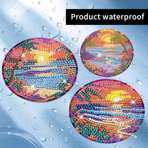 8 Pcs Diamond Art Coasters Kit for Adult with Holder, Diamond Coaster 4x4in