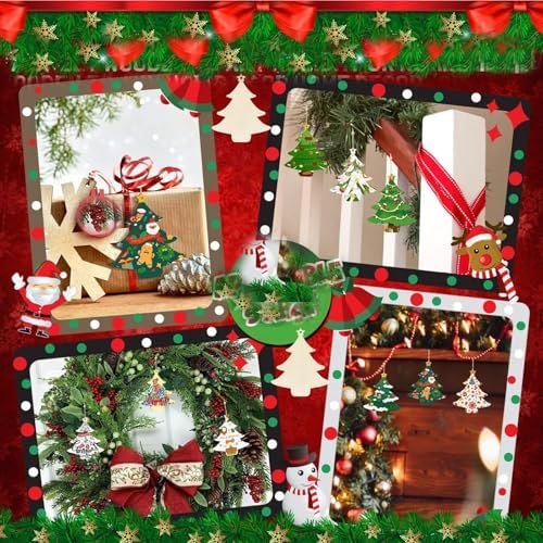 Wooden Christmas Tree Decorations 10pcs Blank Wood Ornaments, 3.5x3x0.12 in Used for Painting and Decoration DIY Technology, Hanging skrnrhrery
