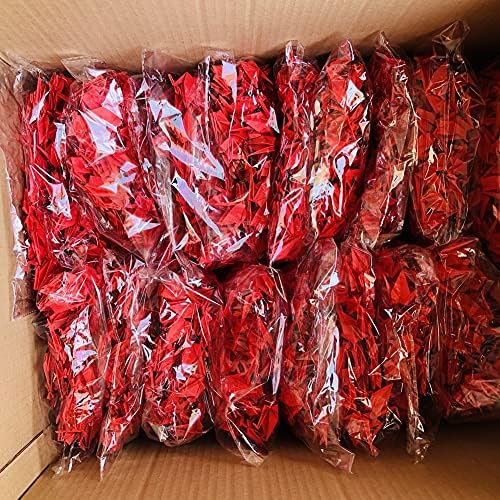 150Pcs 7cm Premade Red Origami Paper Cranes Folded Origami Birds DIY Hanging Paper Garlands for Wedding Party Decorations Birthday Bday Bridal Shower Backdrop Décor Peace Dove Good Luck (Red, 7CM)