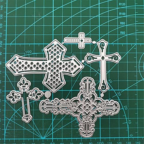 Scrapbooking Die-Cuts, Layer Frame Net Set Metal Cutting Dies for Card Making, Paper Craft Template, Background Embossing Stencils, DIY Album Décor (Five Crosses-11.4x12.5cm)