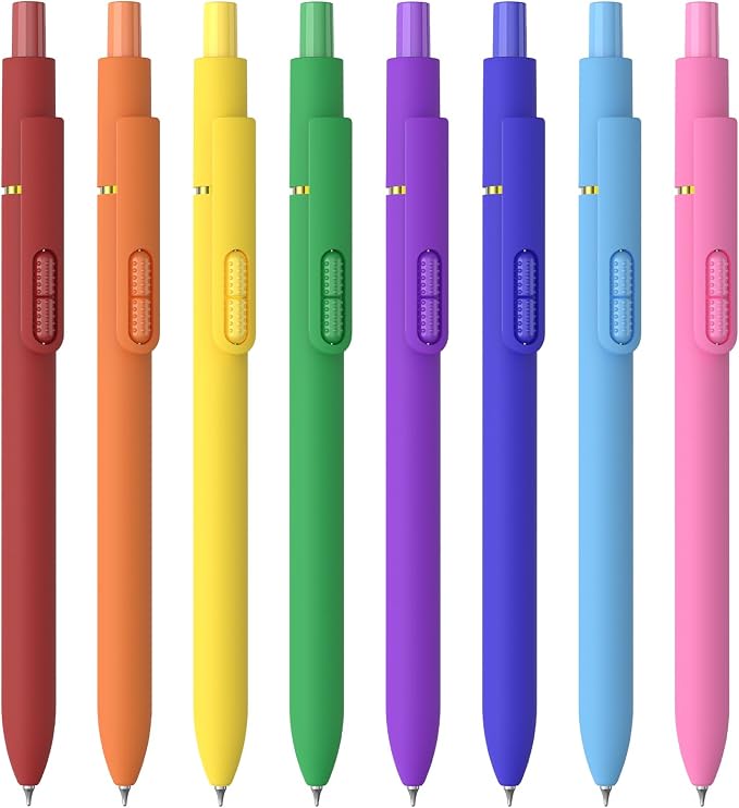 Colored Gel Pens, 8 Pack Fidget, 0.7mm Vibrant Color Ink No Smudge