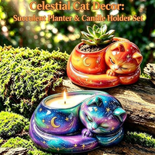 Sleep Cat Silicone Resin Mold for Candle Making Succulent Pot Vase