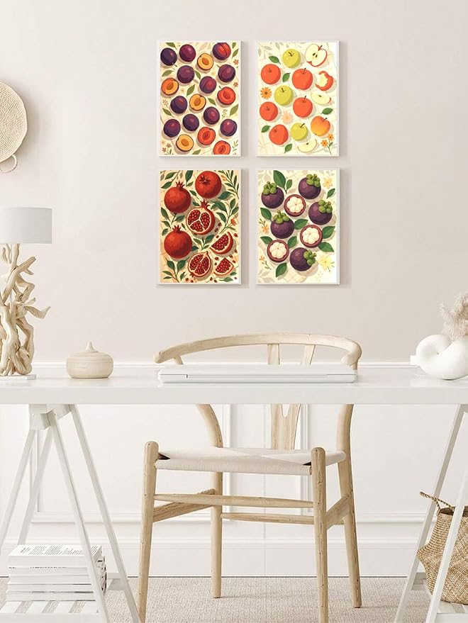 pchmcu 6 Pack Retro Fruit Paint by Numbers Kit for Adults Beginner,Vintage Easy Paint by Number on Canvas,Acrylic Oil Watercolor Painting kit Arts and Crafts for Bar Party Room Wall Decor (8x12 inch)
