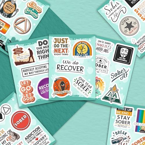 100Pcs Sobriety Stickers Bulk for Water Bottle, Laptop - Recovery Stickers and Decals, Sobriety Gifts for Man, Sober Decals & Party Supplies - Gift for Women & Men
