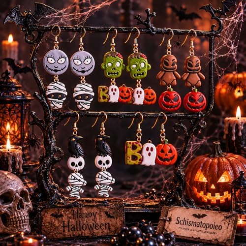 8 Pcs Halloween Polymer Clay Cutters Set - Zombie, Mummy & Spooky Themed Clay Cutters for Polymer Clay Jewelry Making, Perfect Halloween Party Gift