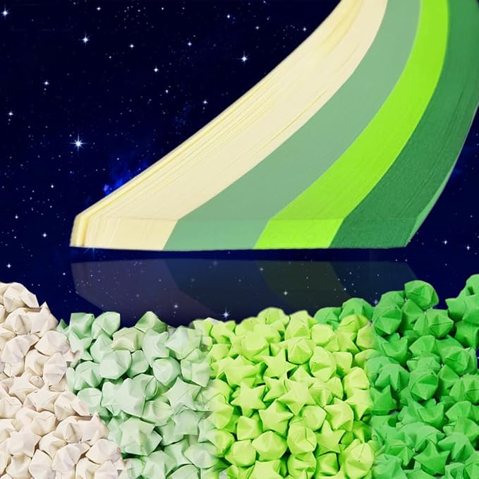 Origami Paper Stars, Colorful Handcraft Origami Lucky Star Paper DIY Paper Arts Creativity Hand Art Crafts(Green gradient 540 sheets)