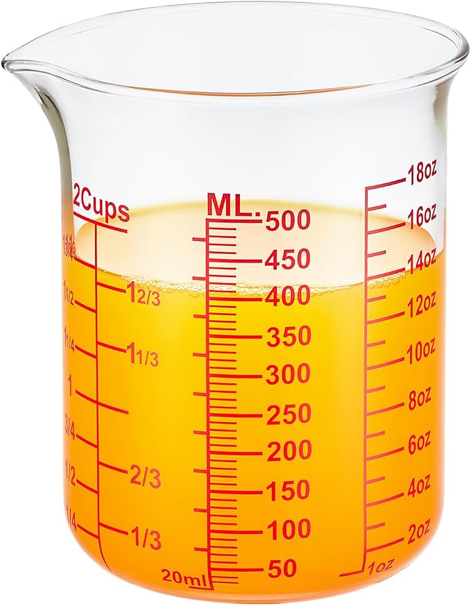 Ackers BORO3.3 Borosilicate Glass Measuring Cup, 500 ml (16 oz, 2 Cup)