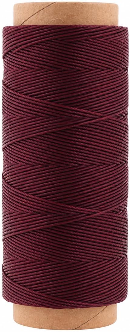Mandala Crafts 100M 0.65mm Burgundy Round Waxed Thread for Leather Sewing