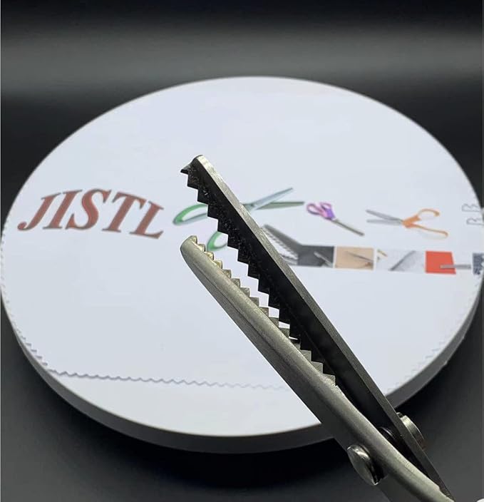 JISTL Green Pinking Shears Comfort Grips Crafts Zig Zag Cut Sewing Scissors,Professional Handheld Dressmaking