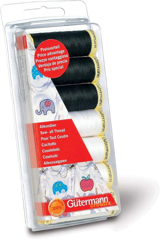 Gutermann Thread Set: Sew-All: Black & White: 7 x 100m