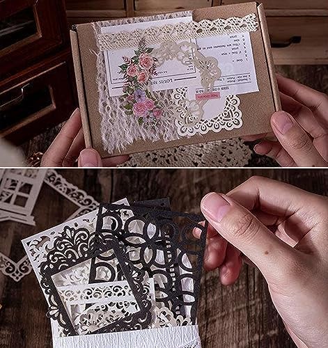 80 Pieces Cutout Scrapbook Paper Vintage Lace Scrapbooking Supplies Window Frames Decorative Paper Aesthetic Scrapbook Materials for Journaling Supplies Album Embellishment DIY Crafts Gift