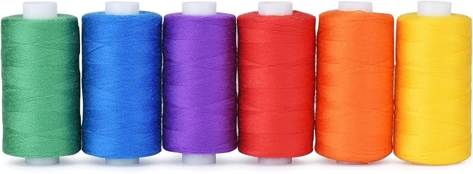 Simthread All Purpose Thread Polyester 400 Yards (6 Basic Colors)